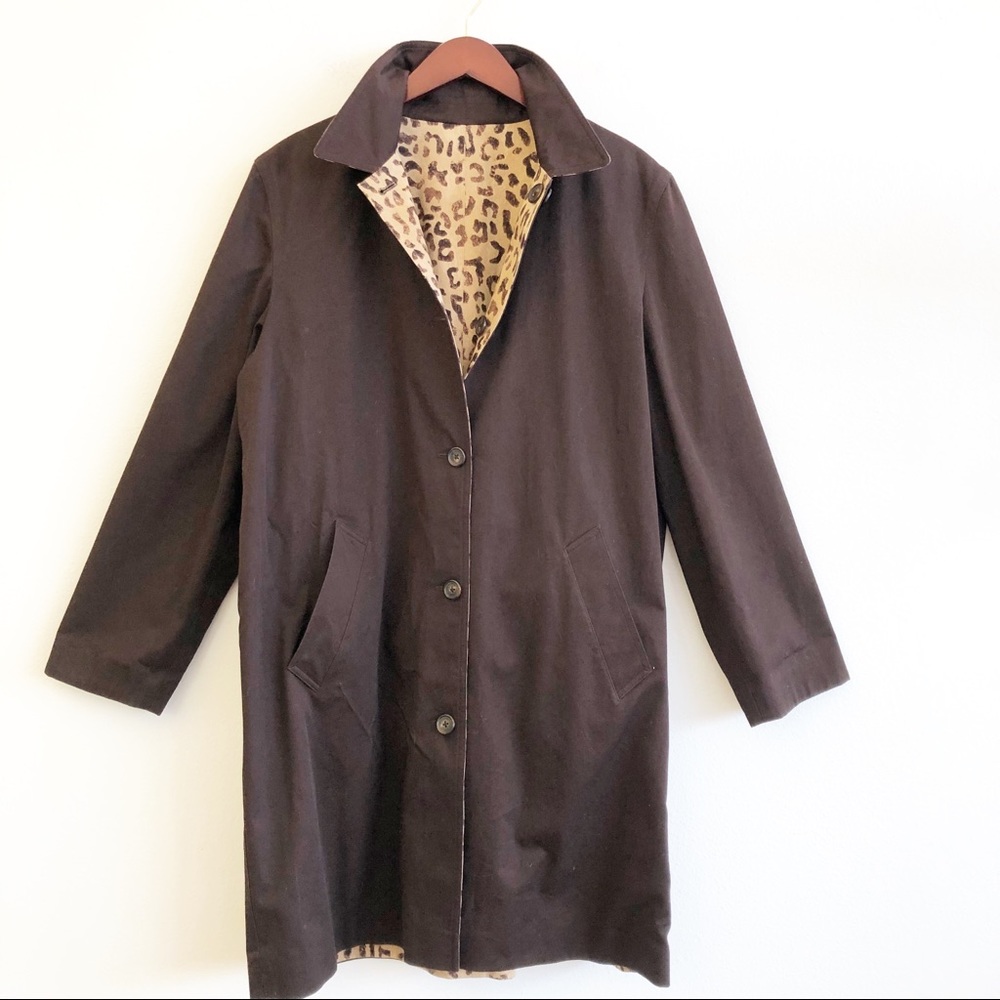 Jones New York Leopard Print Trench Coat in Tan and Brown - Picture 2 of 16